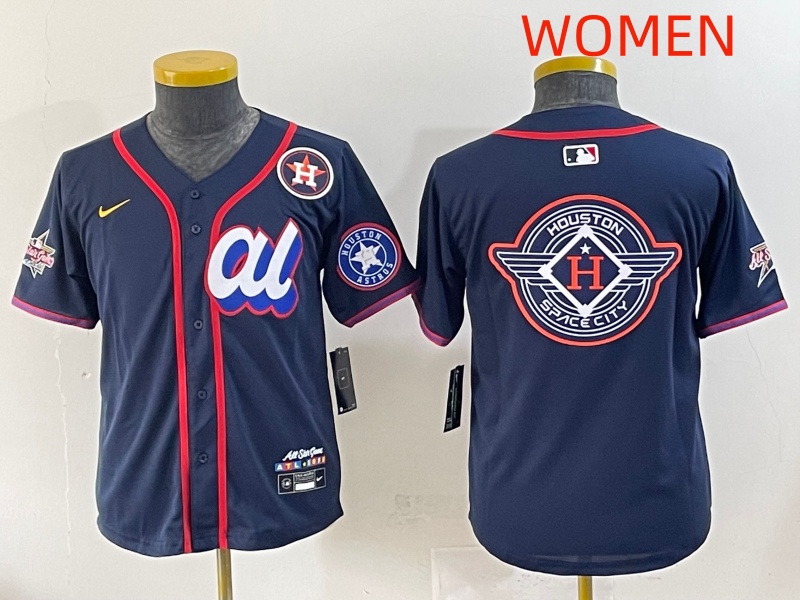 Women 2025 Houston Astros Blank Drak Blue All star Nike MLB Jersey style 004->women mlb jersey->Women Jersey